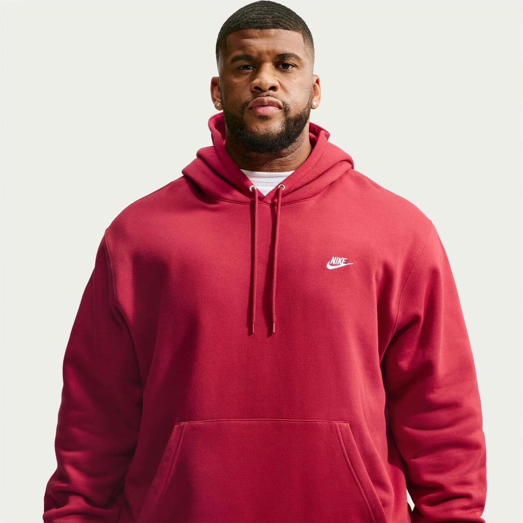 Mens Club Fleece Pullover Hoodie (Dark Red) 4/5