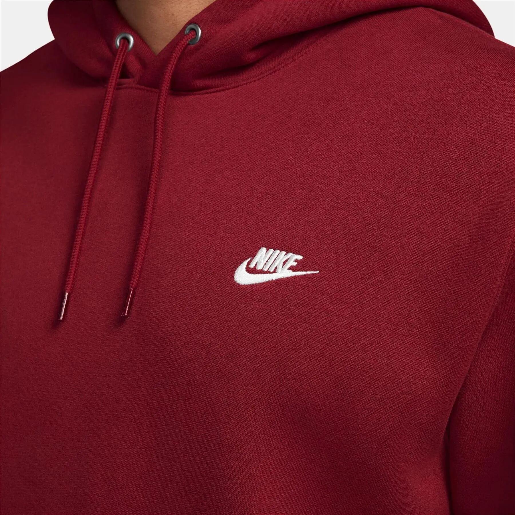 Mens Club Fleece Pullover Hoodie (Dark Red) 3/5