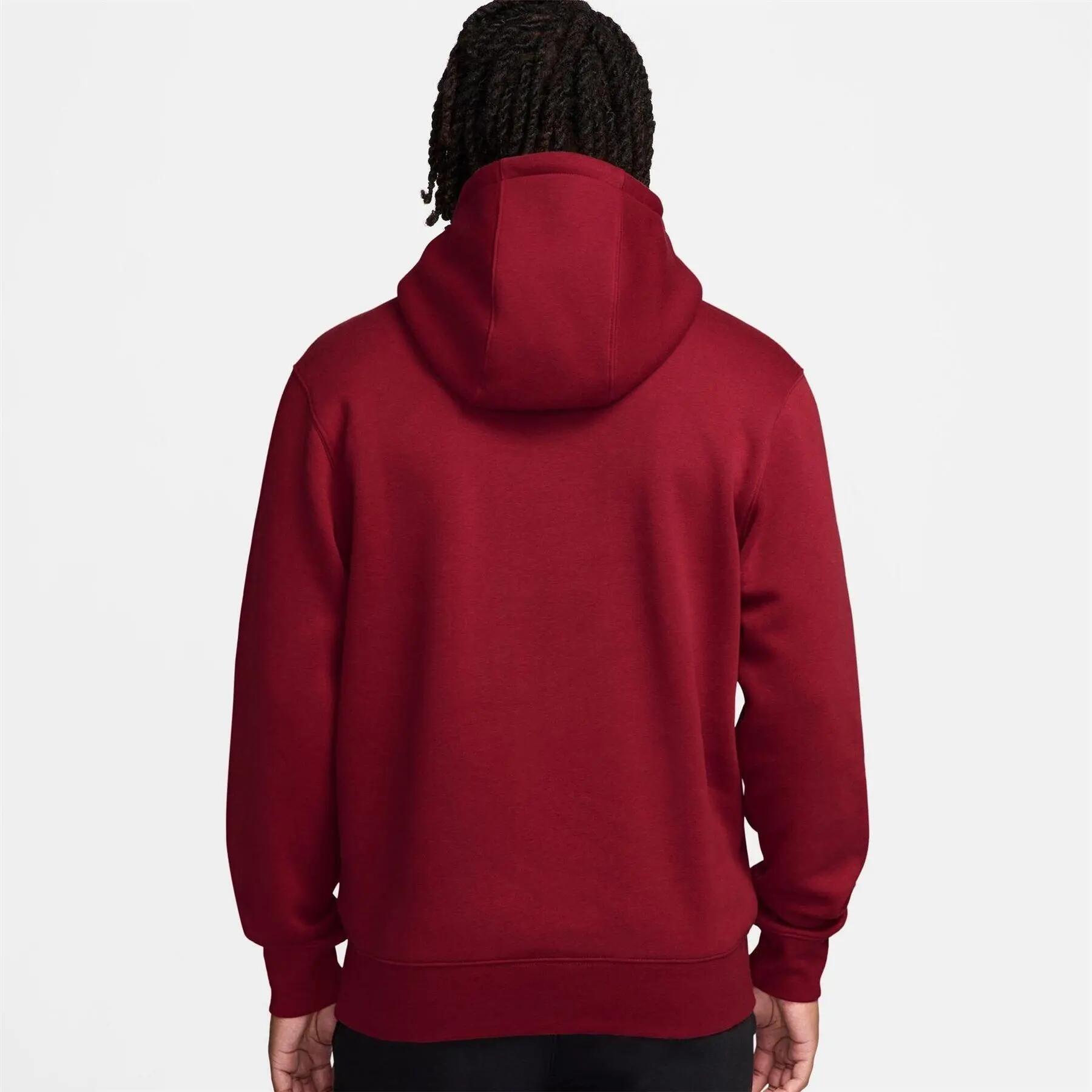 Mens Club Fleece Pullover Hoodie (Dark Red) 2/5