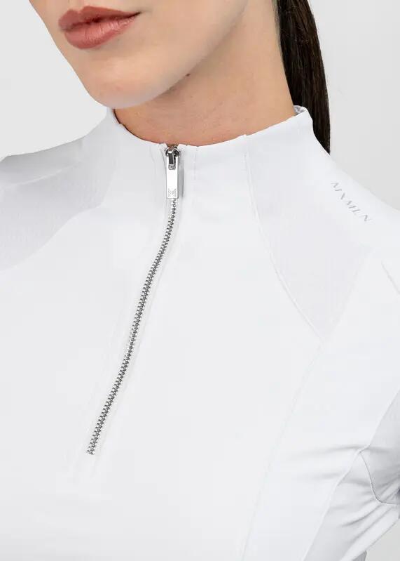 Camiseta Base Manga Corta Mujer Equitación Maximilian Frame Blanco 5/7