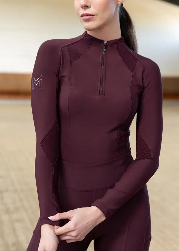 Camiseta Base Manga Larga Mujer Equitación Maximilian Frame Burdeos 4/7