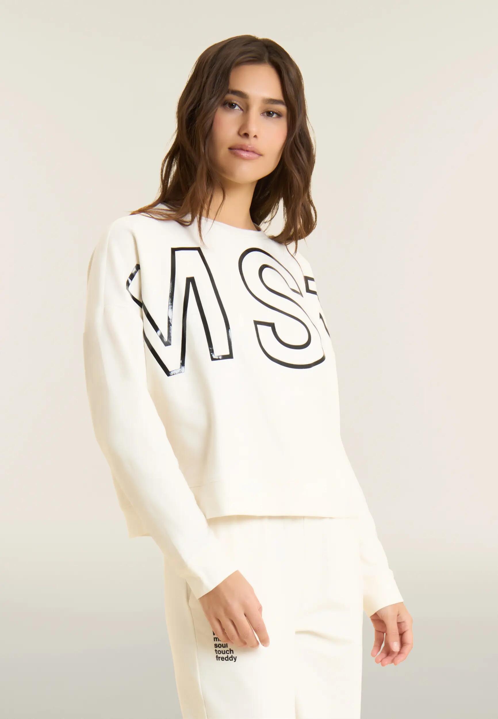 Felpa oversize cropped da donna con maxi stampa 2/6