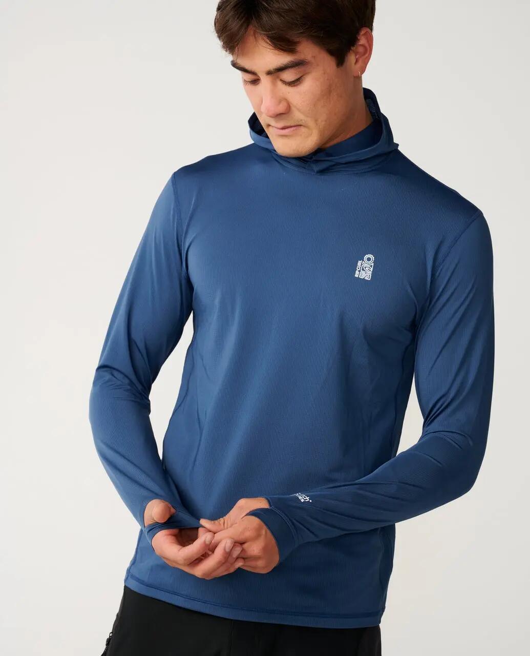 T-shirt anti-UV Uomo Search Series UPF con cappuccio - Light Navy 6/6