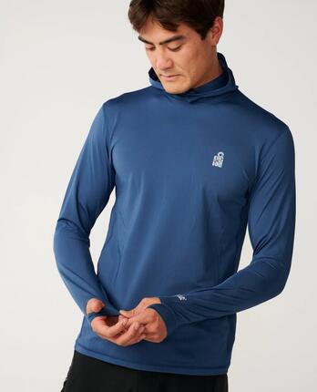 T-shirt anti-UV Homme Search Series UPF à capuche - Light Navy