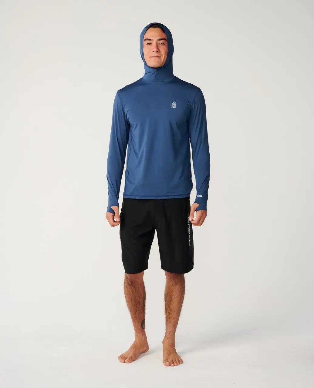 T-shirt anti-UV Uomo Search Series UPF con cappuccio - Light Navy 4/6