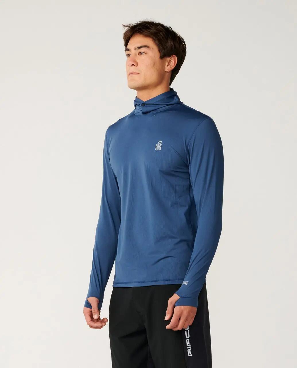 T-shirt anti-UV Uomo Search Series UPF con cappuccio - Light Navy 2/6