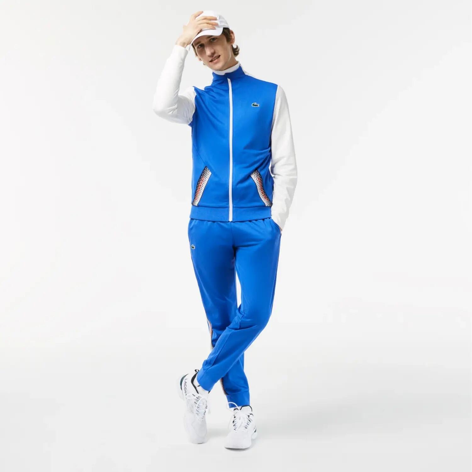 Felpa sportiva da uomo Lacoste, tuta, blu-bianco 3/5
