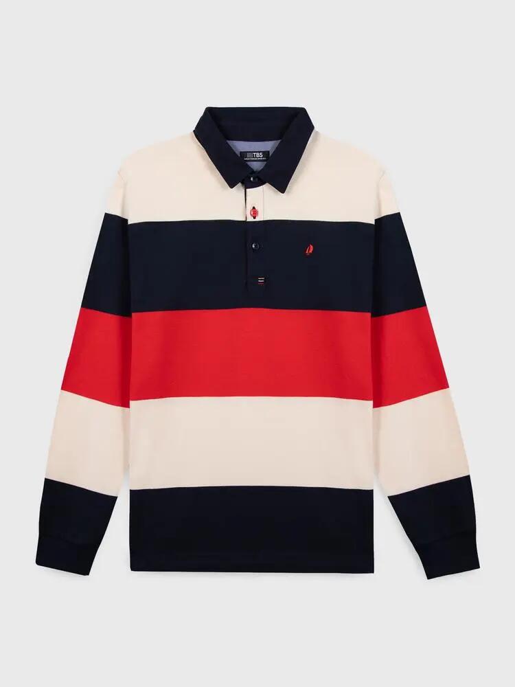 Polo manches longues - sport - hommes - col boutonné - marine 5/5