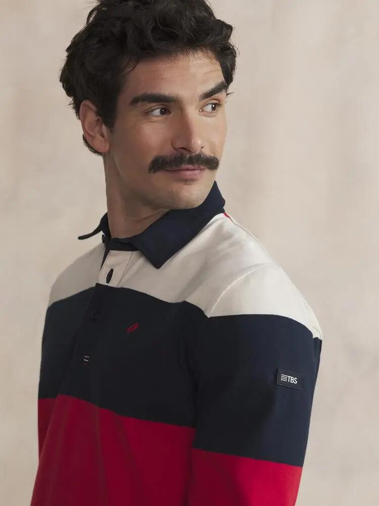 Polo manches longues - sport - hommes - col boutonné - marine 3/5