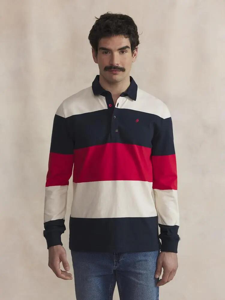 Polo manches longues - sport - hommes - col boutonné - marine 2/5