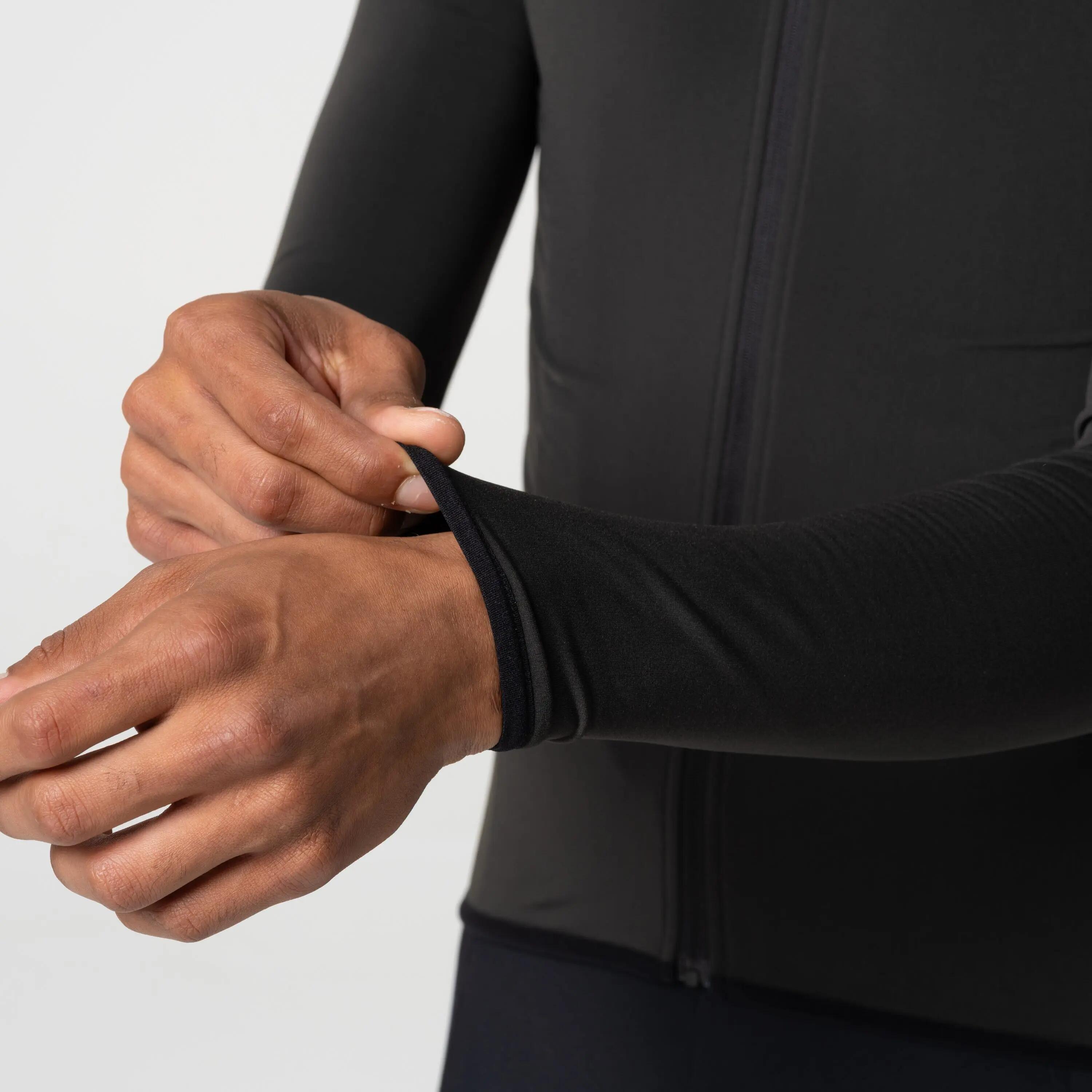 Maillot de cyclisme homme gravel thermique manches longues Essential noir 6/7