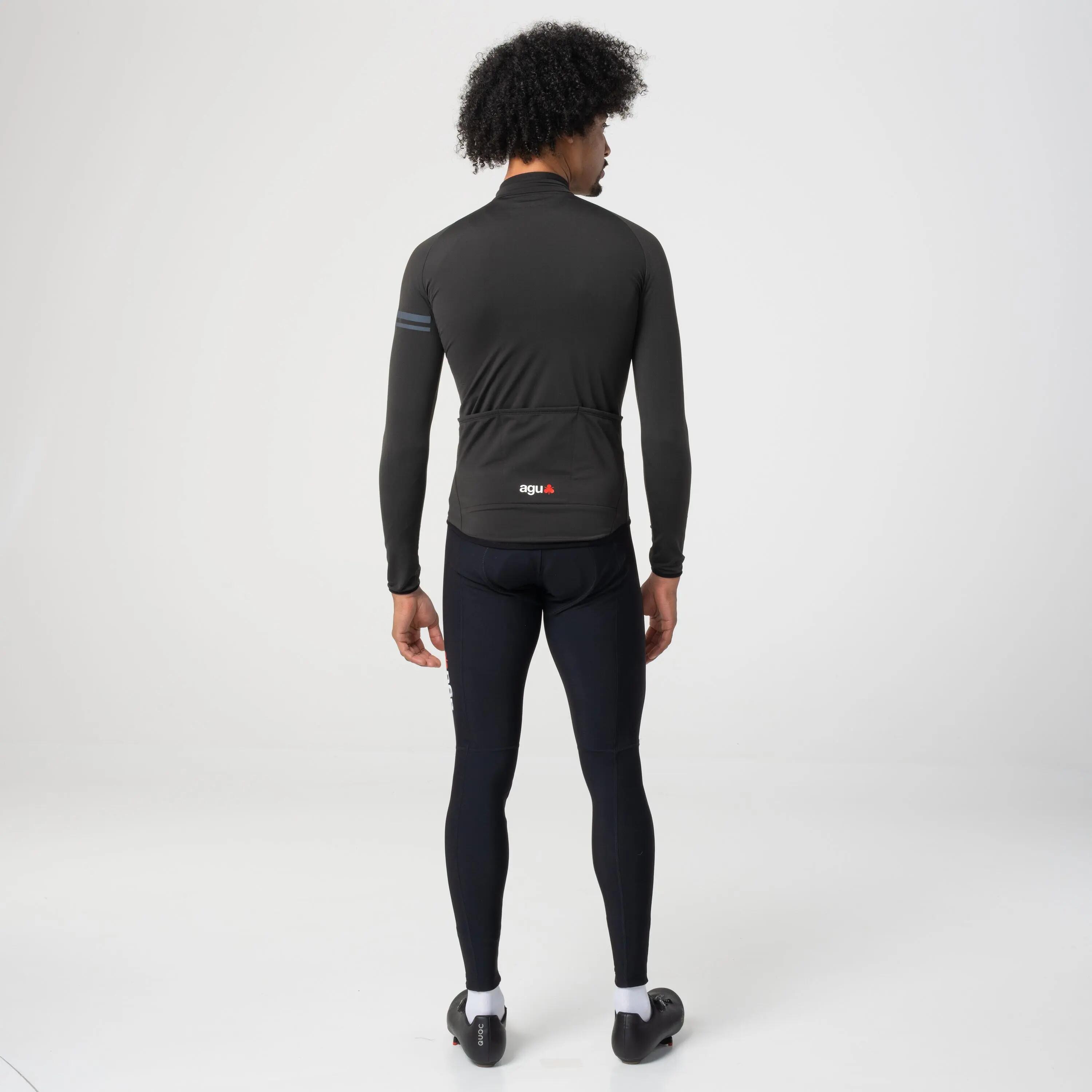 Maillot de cyclisme homme gravel thermique manches longues Essential noir 3/7
