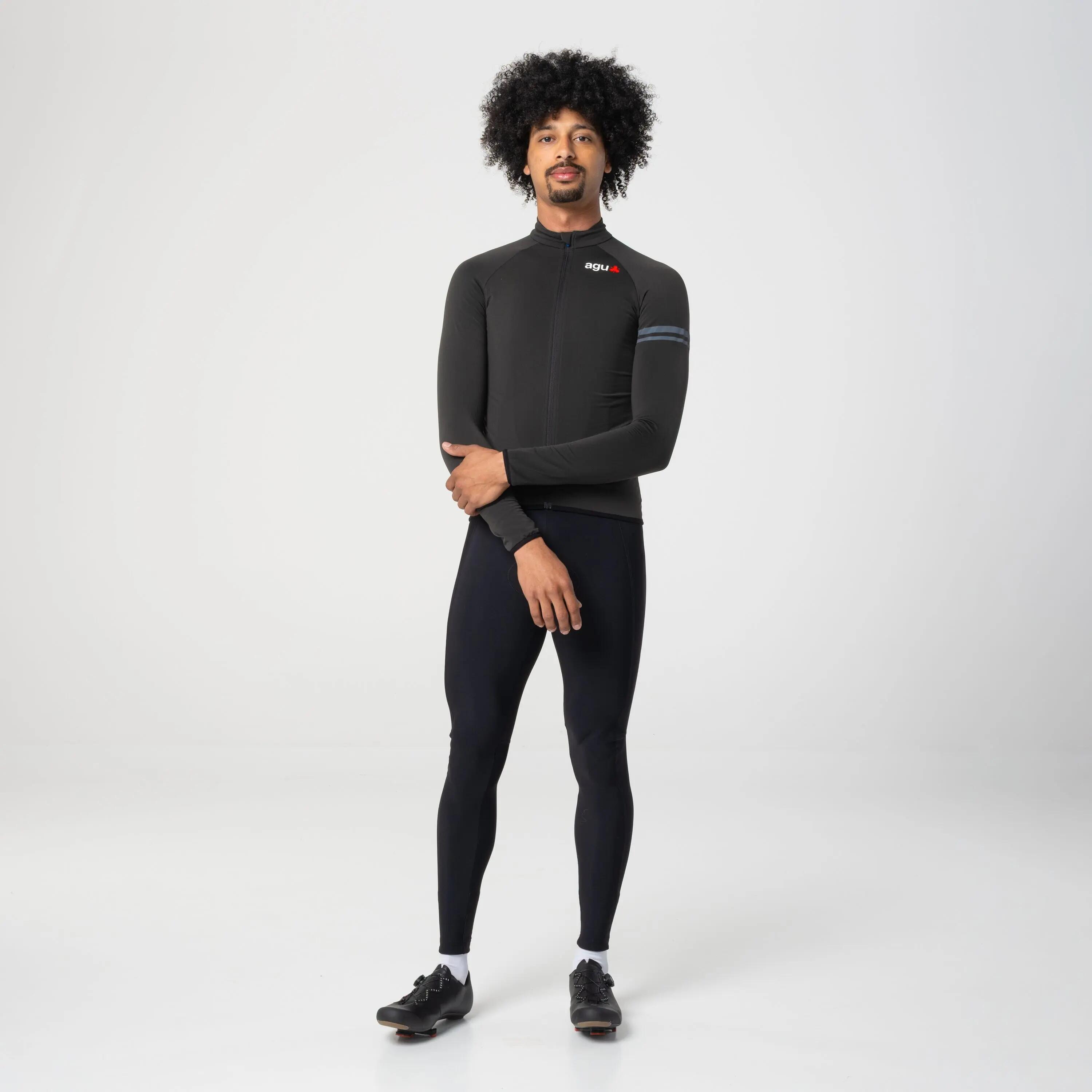 Maillot de cyclisme homme gravel thermique manches longues Essential noir 2/7