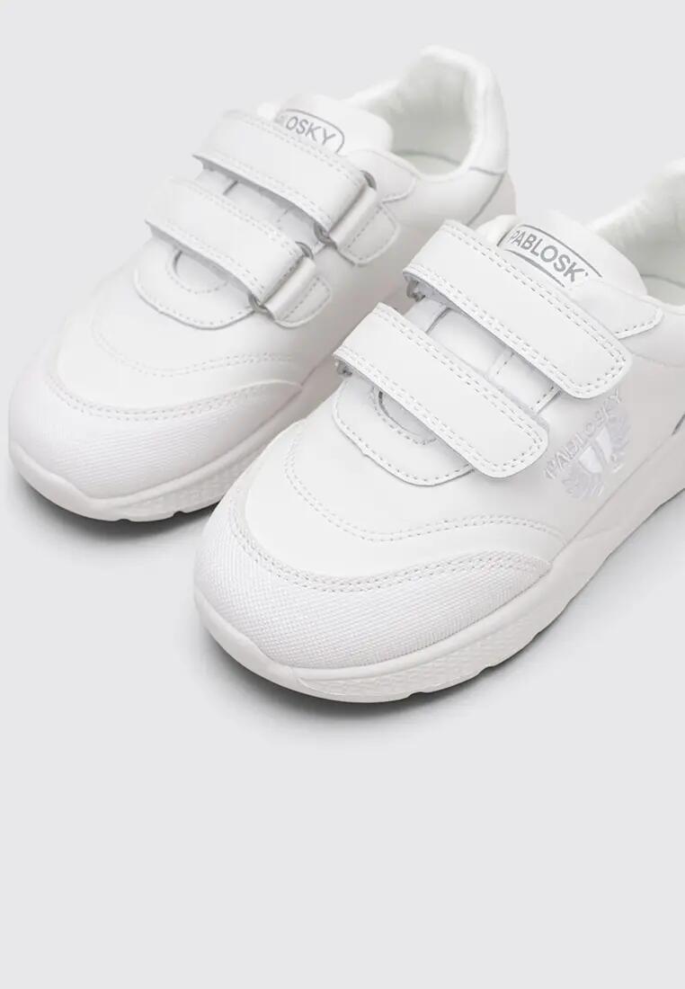 Deportivas barefoot - Niño - Velcro, corte bajo - Pablosky 903900 - Blanco 3/4