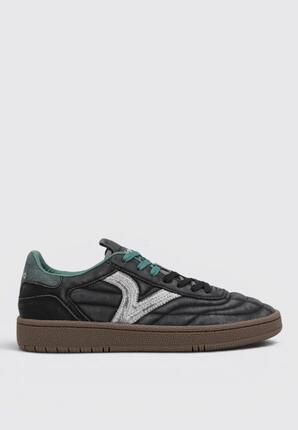 Baskets basses sport homme - Nubuck, finition lavée - Smash Pista Washed - Noir