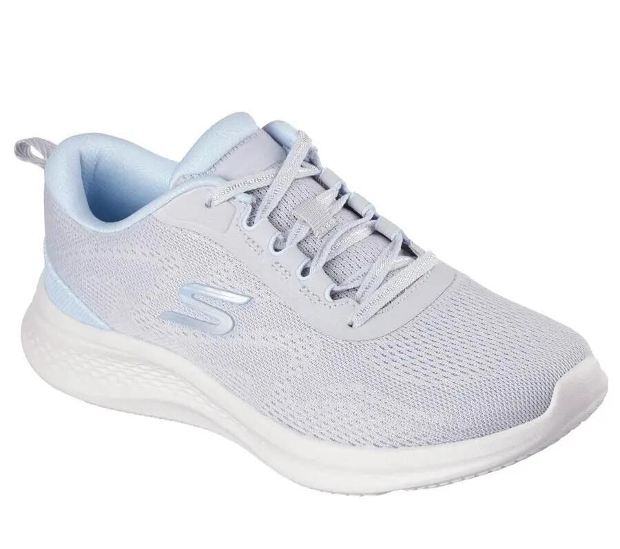 Scarpe da ginnastica da donna Skechers grigie. 3/4