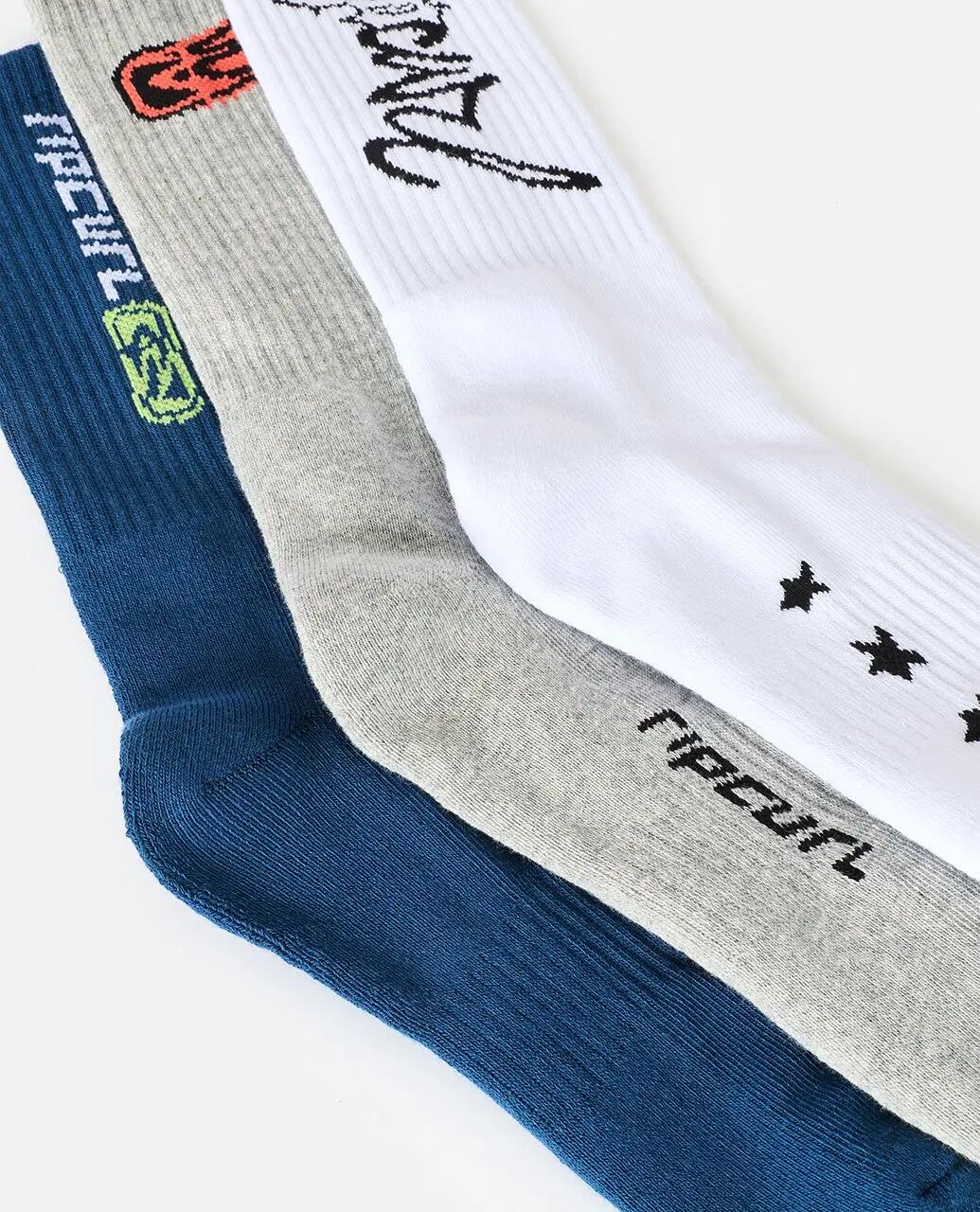 Meias Homem Retro pack de 3 - Grey Heather 3/4