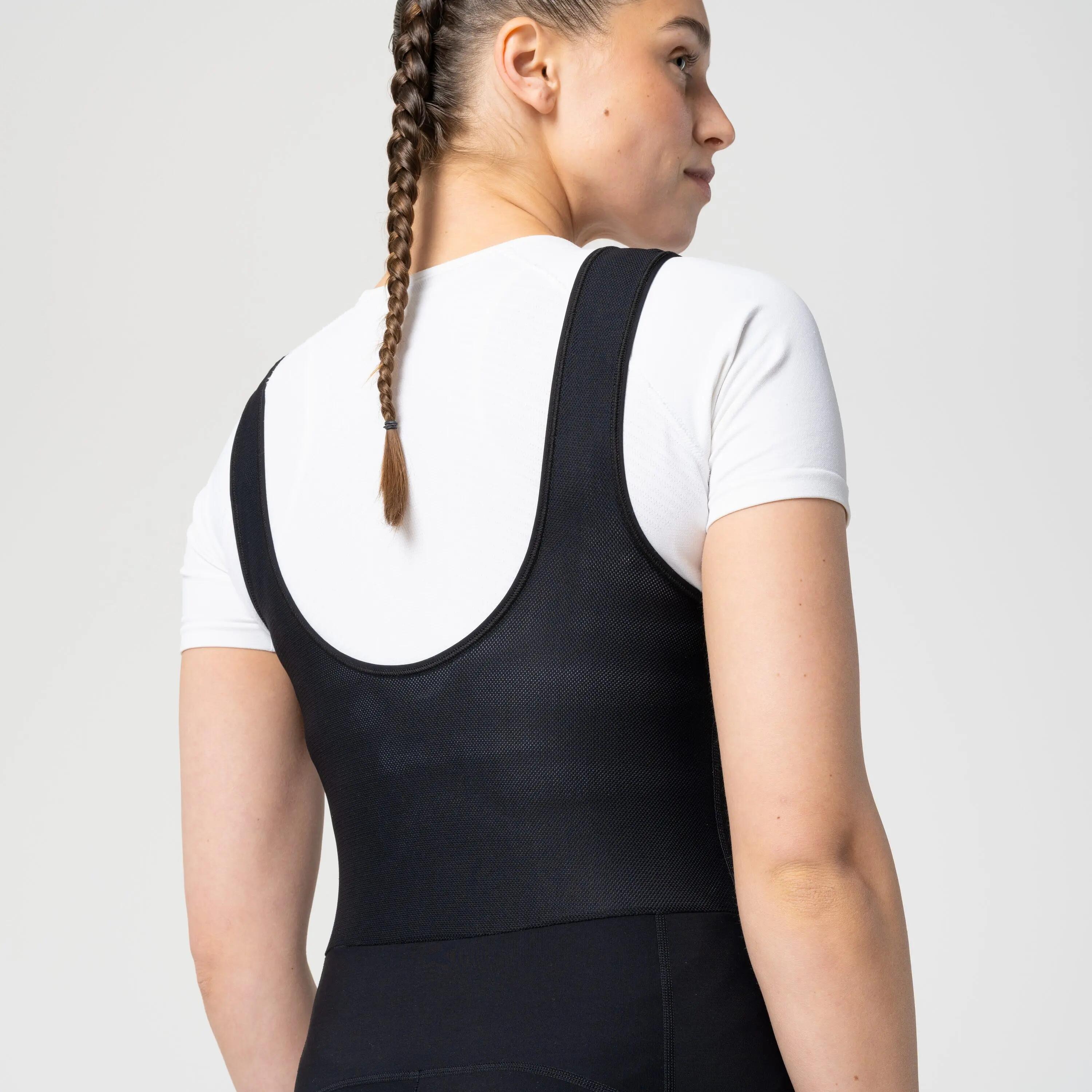 Dames wielrennen bibtight winter brushed zwart Essential 6/7