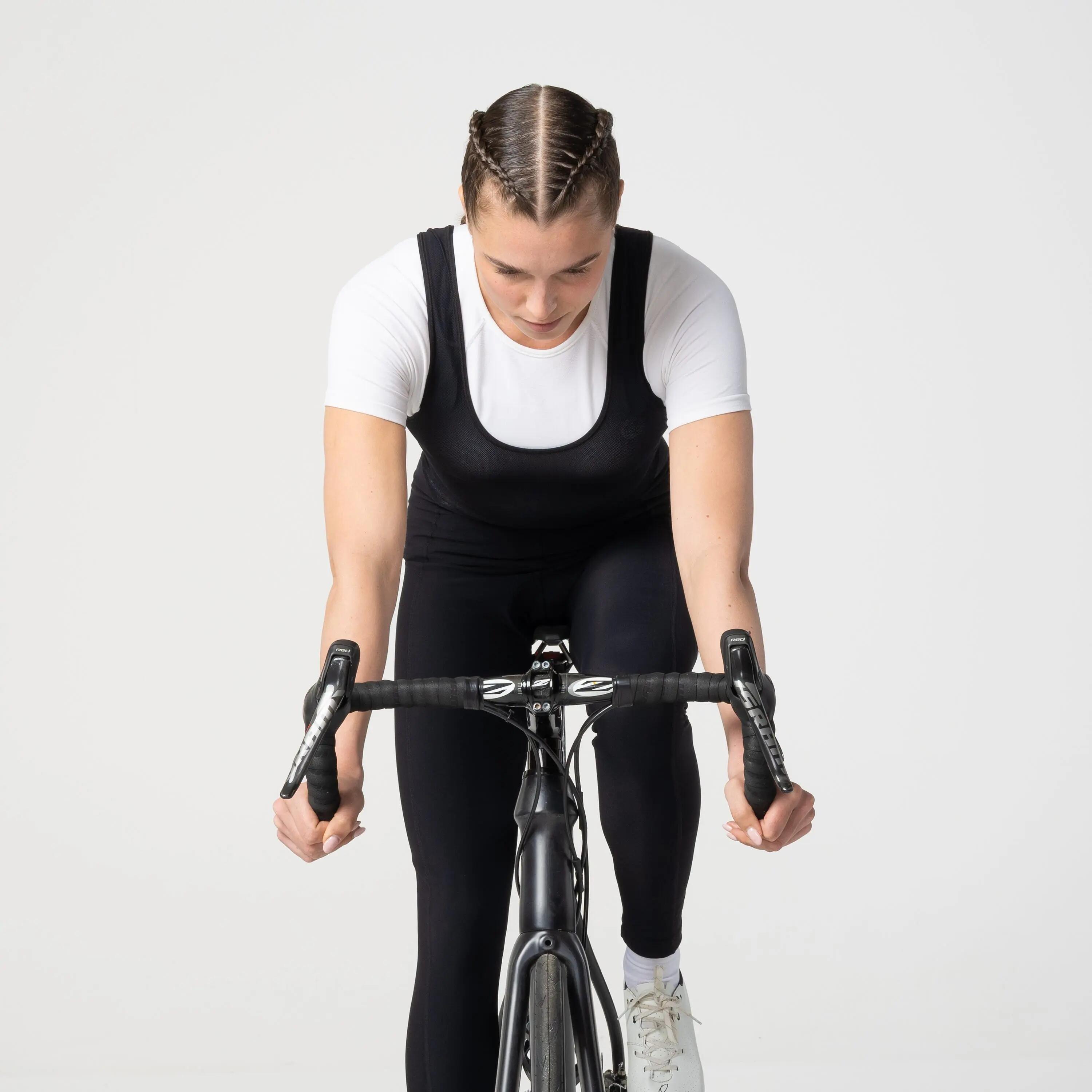 Dames wielrennen bibtight winter brushed zwart Essential 3/7