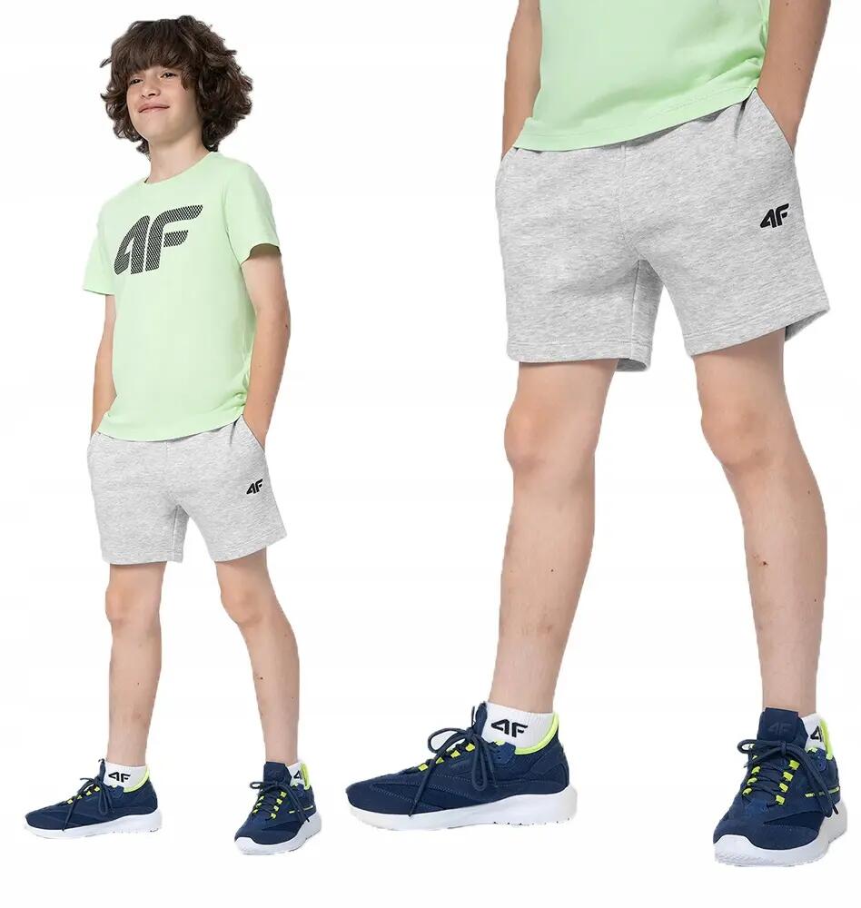 SPODENKI DRESOWE CHŁOPIĘCE 4F DZIECIĘCE JUNIOR    SZARE 7/8