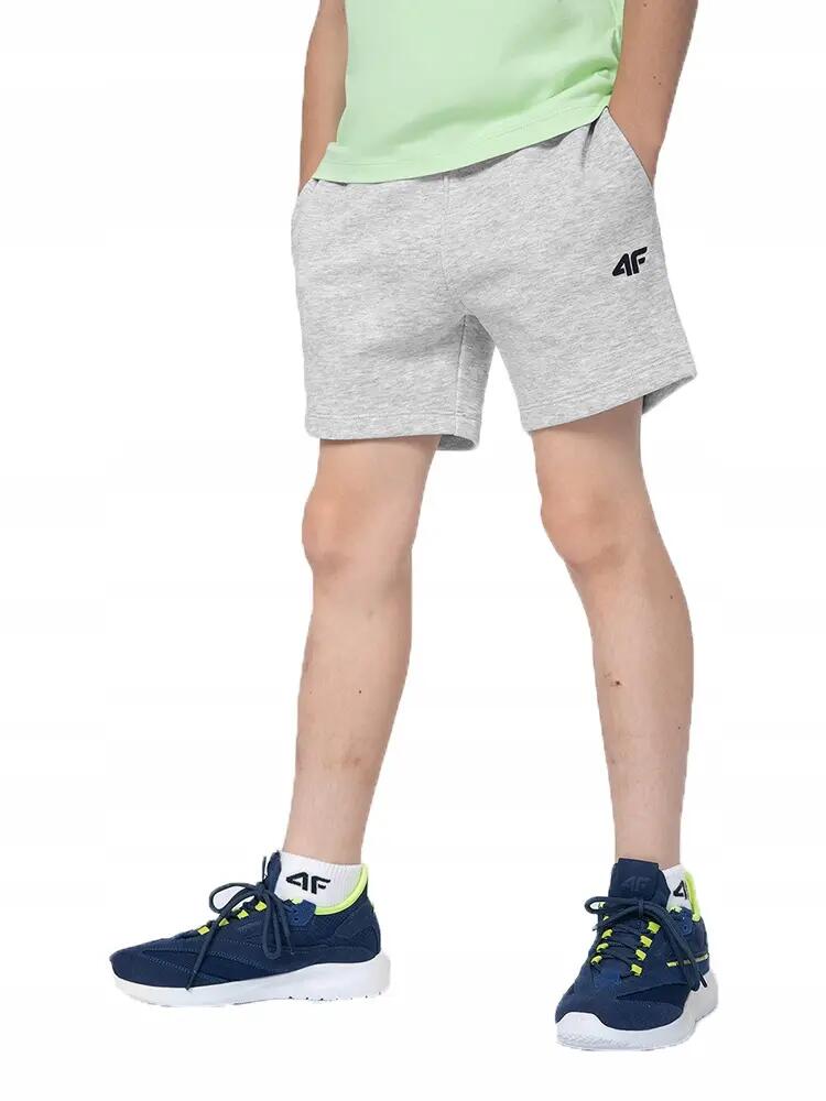 SPODENKI DRESOWE CHŁOPIĘCE 4F DZIECIĘCE JUNIOR    SZARE 5/8