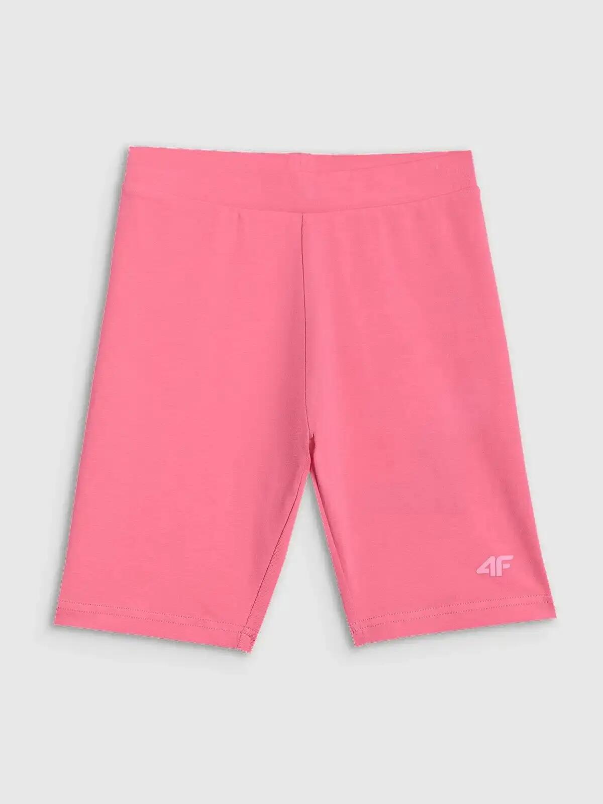 SPODENKI DZIEWCZĘCE 4F LEGGINSY KRÓTKIE KOLARKI NA LATO  RÓŻOWE 10/11