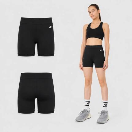 SPODENKI 4F DZIEWCZĘCE KRÓTKIE LEGGINSY KOLARKI SZYBKOSCHNĄCE F100 CZARNE