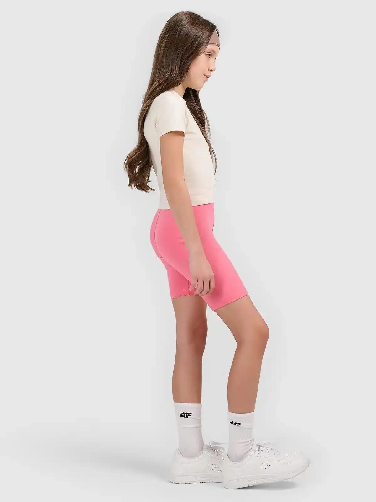 SPODENKI DZIEWCZĘCE 4F LEGGINSY KRÓTKIE KOLARKI NA LATO  RÓŻOWE 6/11