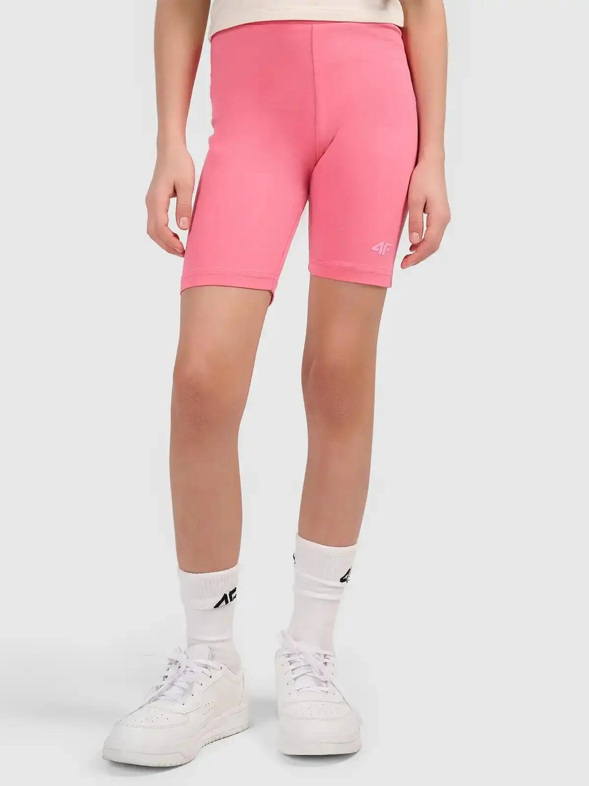 SPODENKI DZIEWCZĘCE 4F LEGGINSY KRÓTKIE KOLARKI NA LATO  RÓŻOWE 5/11