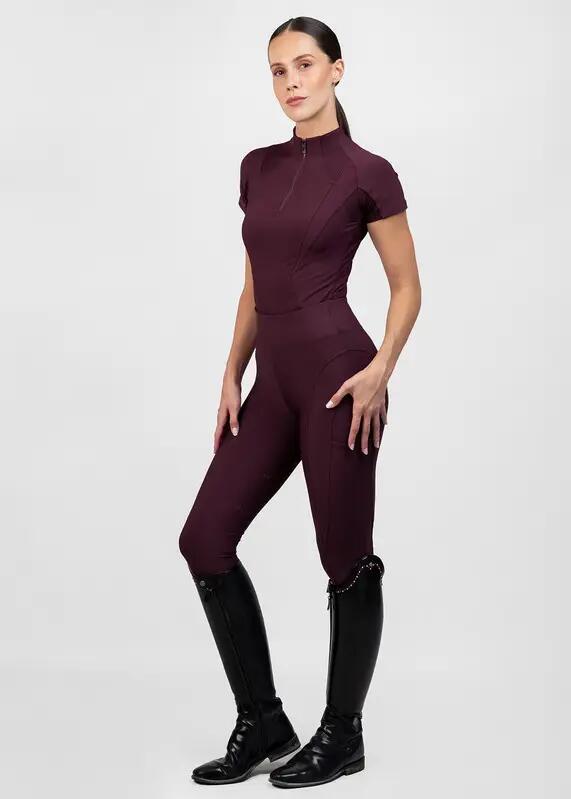 Camiseta Base Manga Corta Mujer Equitación Maximilian Frame Burdeos 6/7