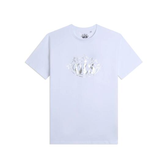 T-shirt pour hommes col rond en coton avec logo VIS argenté