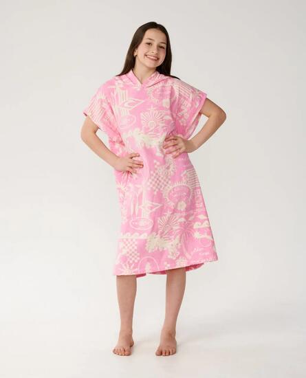Poncho surf Fille Mixed - Natural/Pink