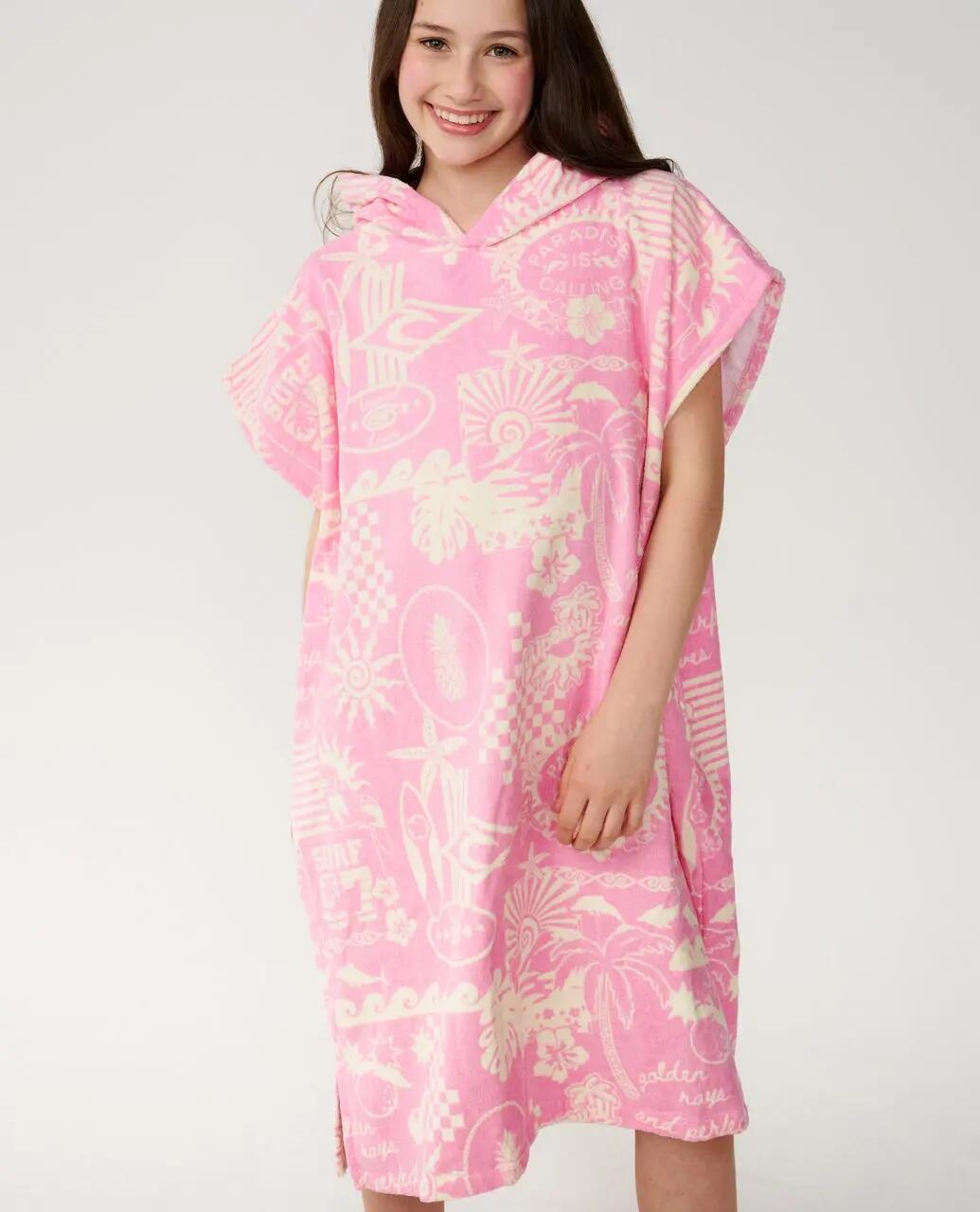 Poncho surf Fille Mixed - Natural/Pink 5/6