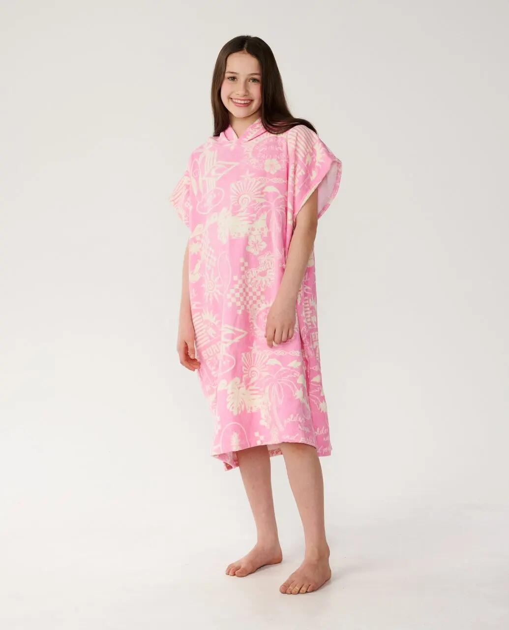 Poncho surf Fille Mixed - Natural/Pink 2/6