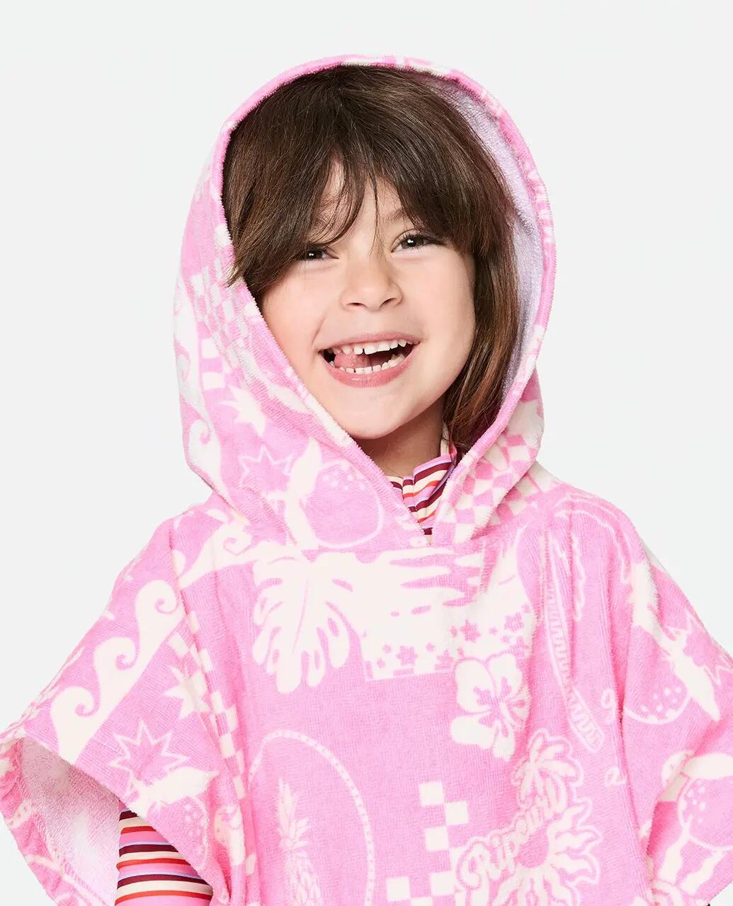 Poncho de surf Bebé menina Mixed Snap - Natural/Pink 4/4