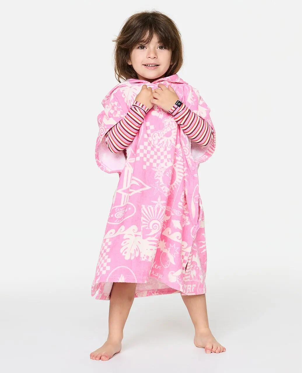 Poncho de surf Bebé menina Mixed Snap - Natural/Pink 3/4