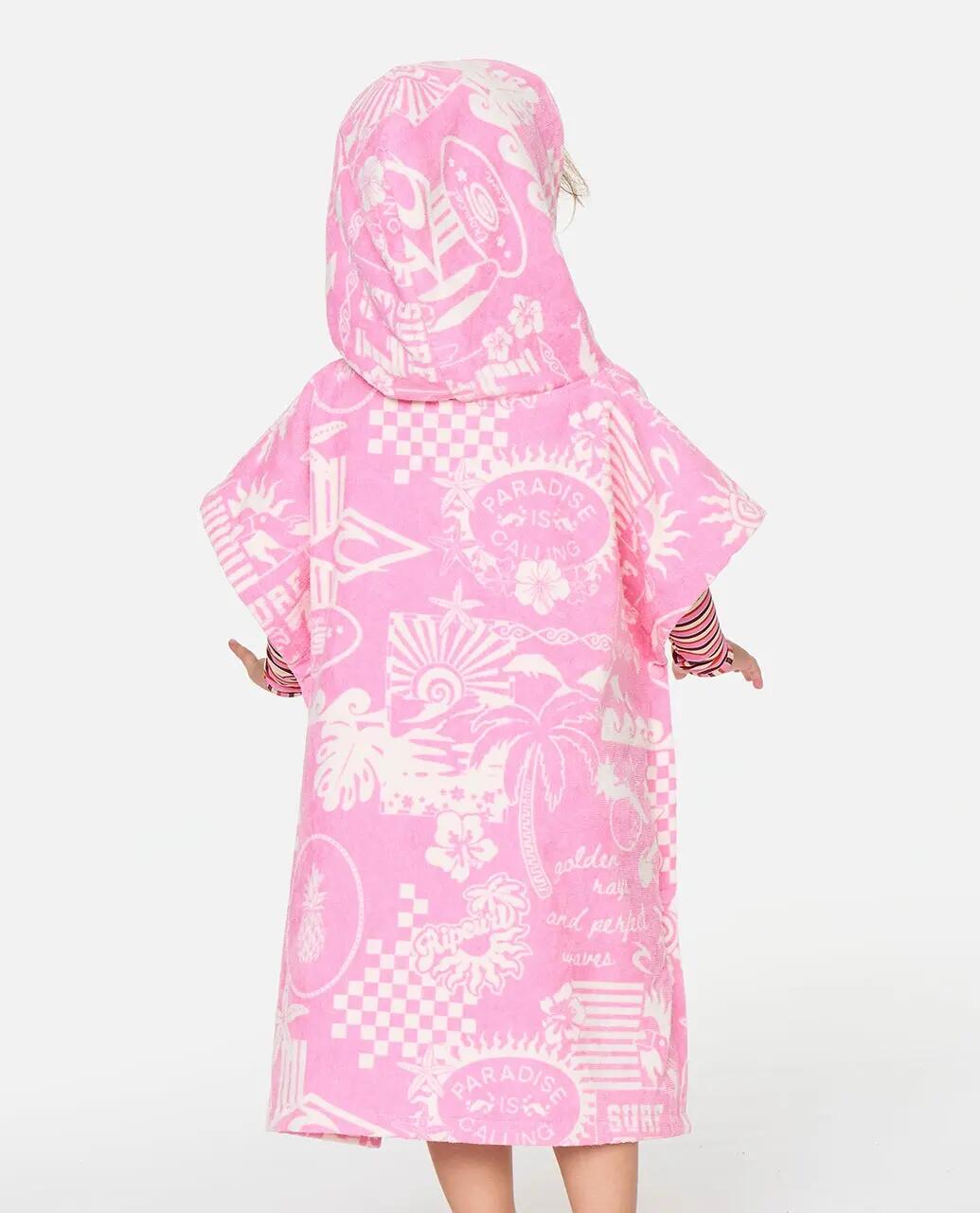 Poncho de surf Bebé menina Mixed Snap - Natural/Pink 2/4