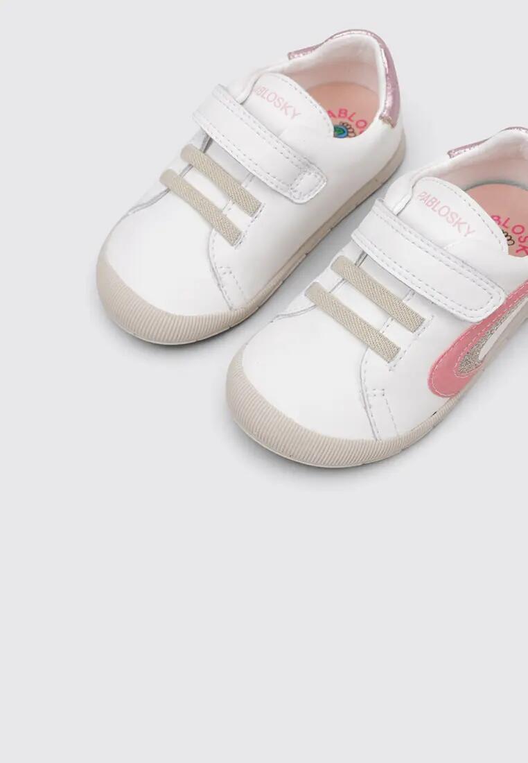 Chaussures barefoot - Enfants - Velcro, talon plat - Pablosky 076007 - Blanc 3/4