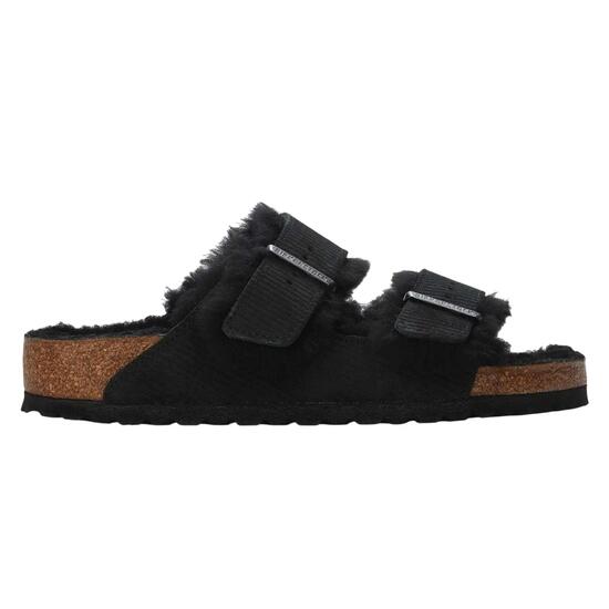 Arizona" Doppelriemen Sandalen für , Wildleder, Flach Damen Schwarz