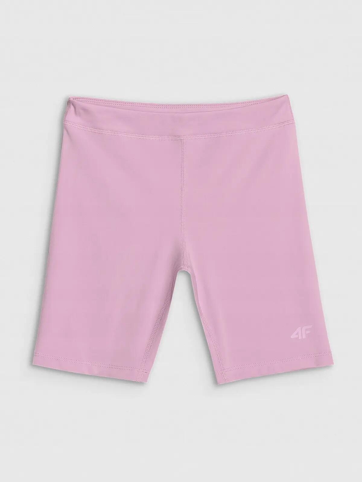 LEGGINSY DZIEWCZĘCE KRÓTKIE 4F KOLARKI SPORTOWE    RÓŻOWE 5/7