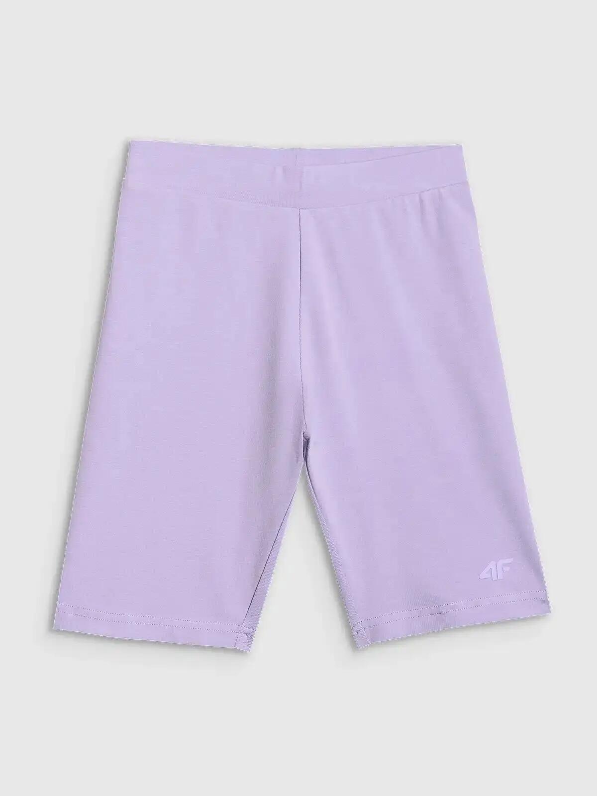SPODENKI DZIEWCZĘCE 4F LEGGINSY KRÓTKIE KOLARKI NA LATO  FIOLETOWE 10/11