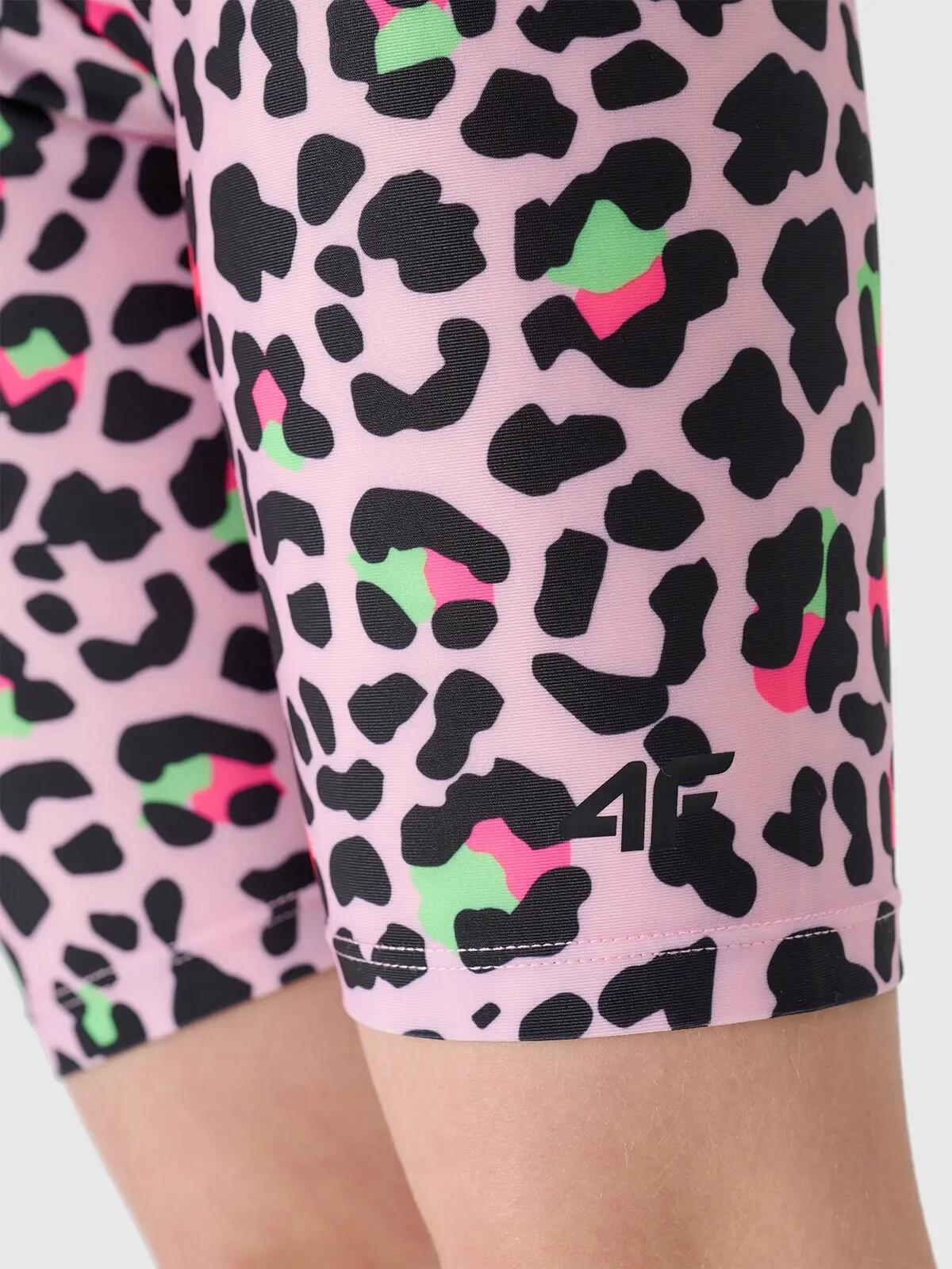LEGGINSY DZIEWCZĘCE 4F DZIANINOWE KOLARKI DZIECIĘCE    RÓŻOWE 6/7
