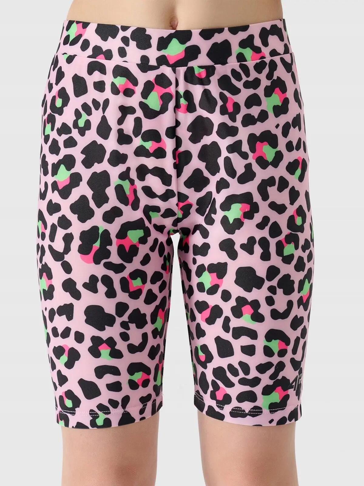 LEGGINSY DZIEWCZĘCE 4F DZIANINOWE KOLARKI DZIECIĘCE    RÓŻOWE 5/7