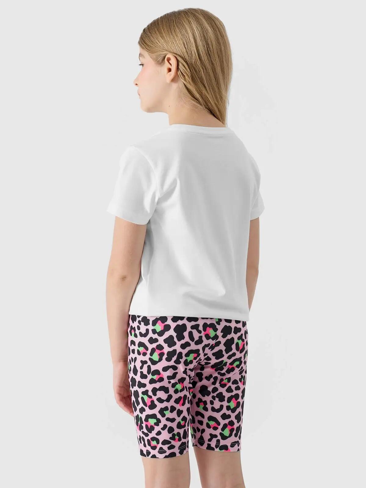 LEGGINSY DZIEWCZĘCE 4F DZIANINOWE KOLARKI DZIECIĘCE    RÓŻOWE 4/7