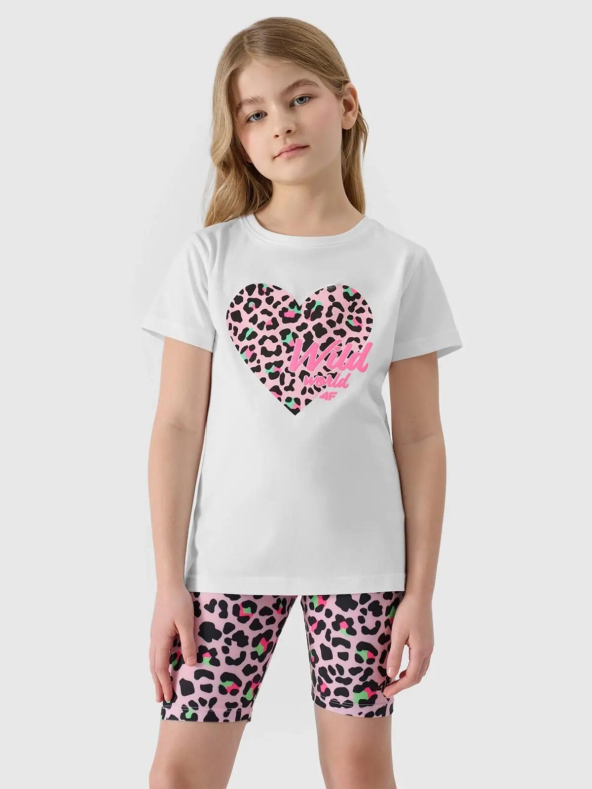 LEGGINSY DZIEWCZĘCE 4F DZIANINOWE KOLARKI DZIECIĘCE    RÓŻOWE 3/7