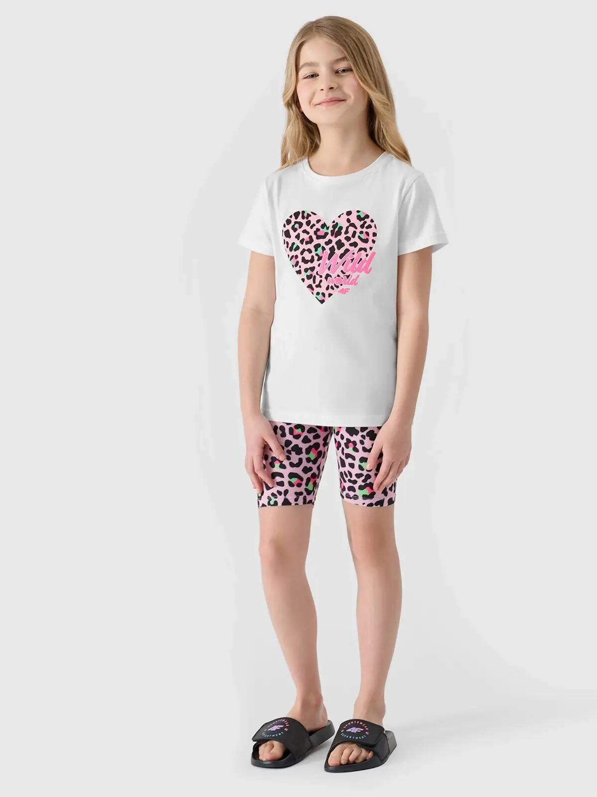LEGGINSY DZIEWCZĘCE 4F DZIANINOWE KOLARKI DZIECIĘCE    RÓŻOWE 2/7