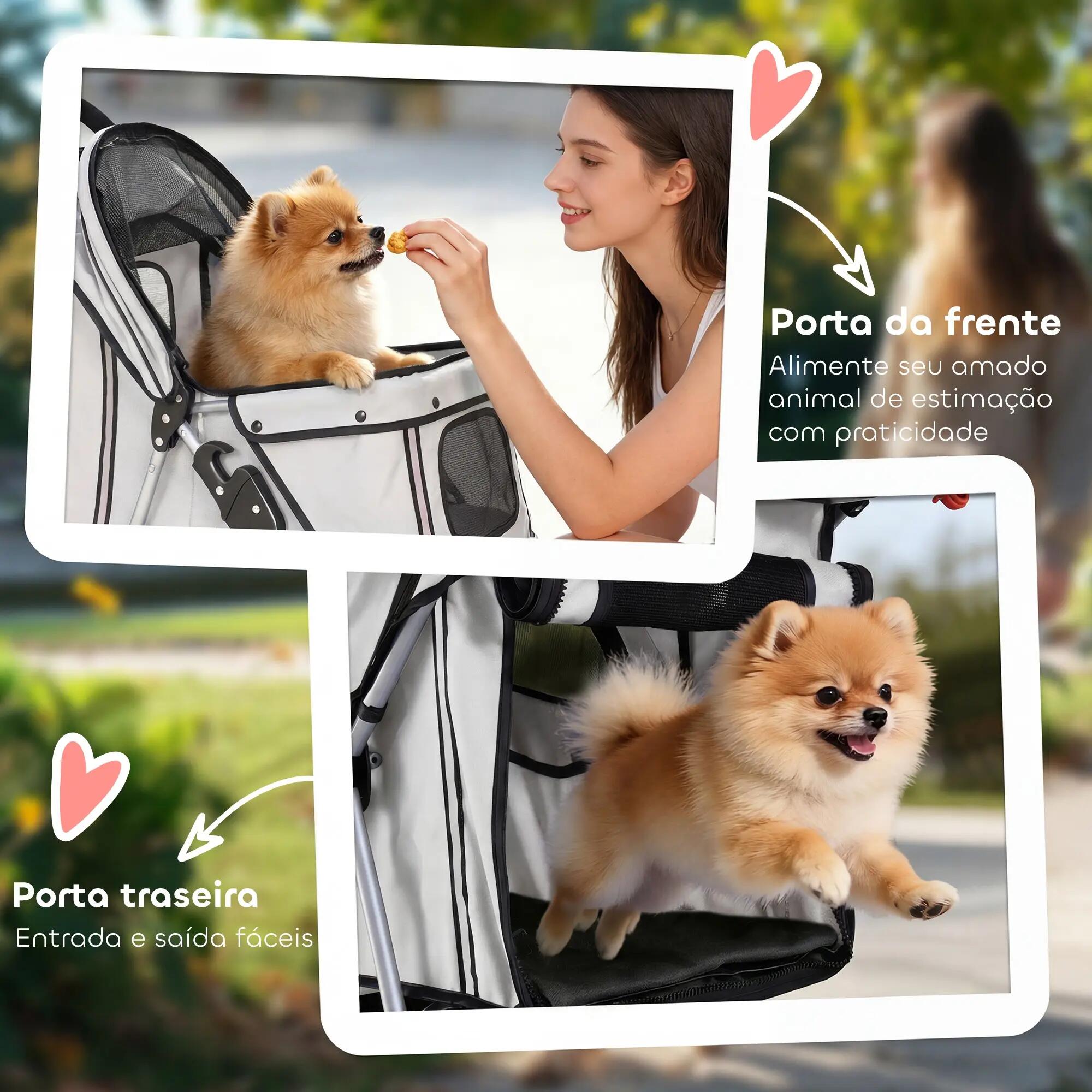 Carrinho para Cães PawHut Tecido Oxford, Aço Cinzento Claro 7/8