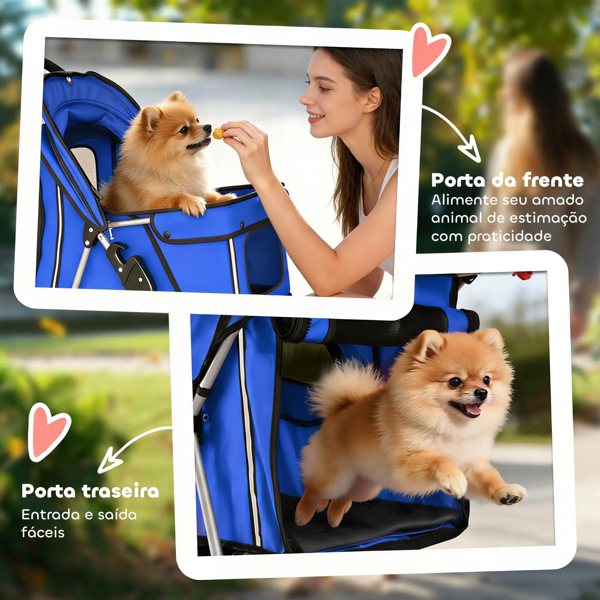 Carrinho para Cães PawHut Tecido Oxford, Aço Azul 77x44x102 cm 7/8