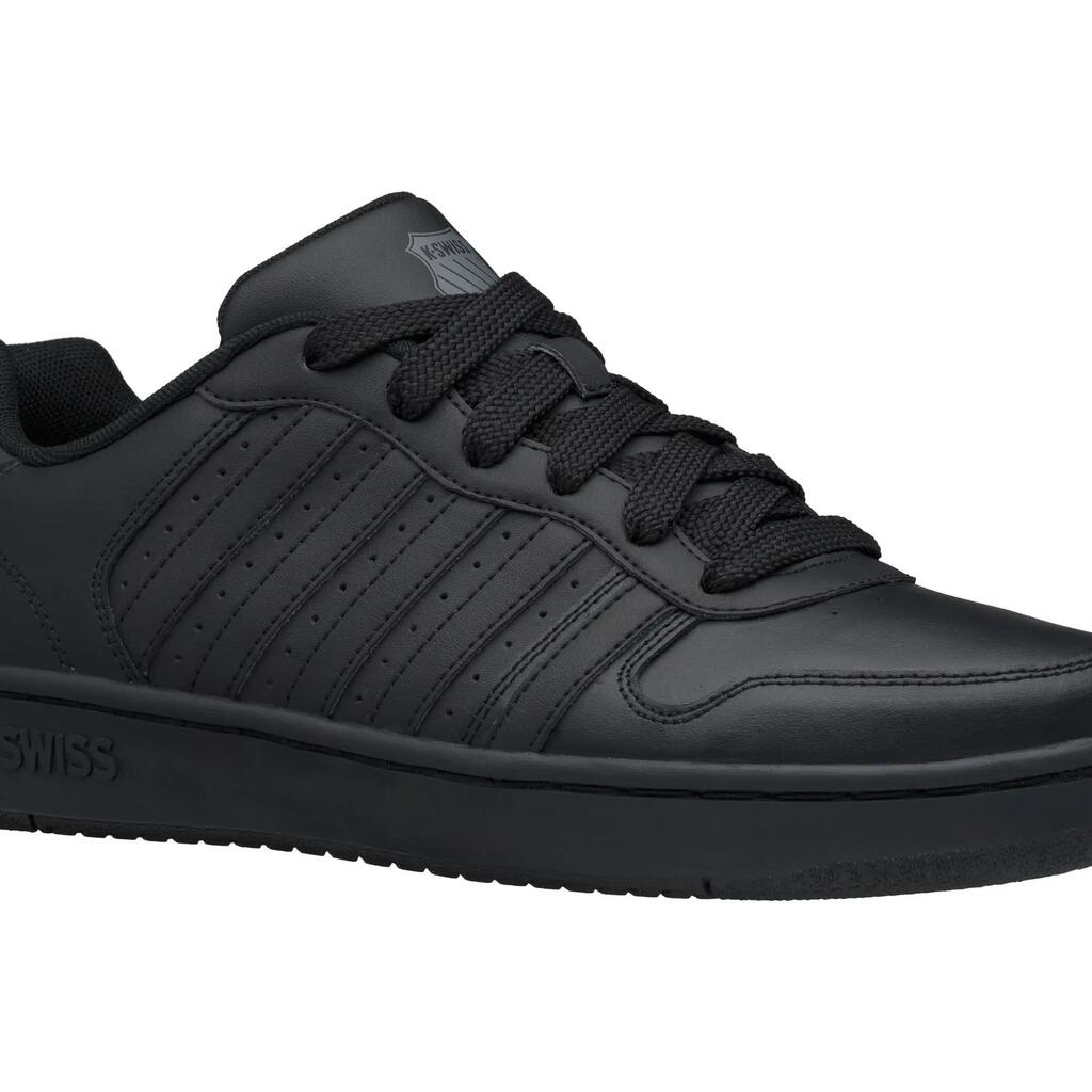 Mens Coated Leather Trainers (Black)