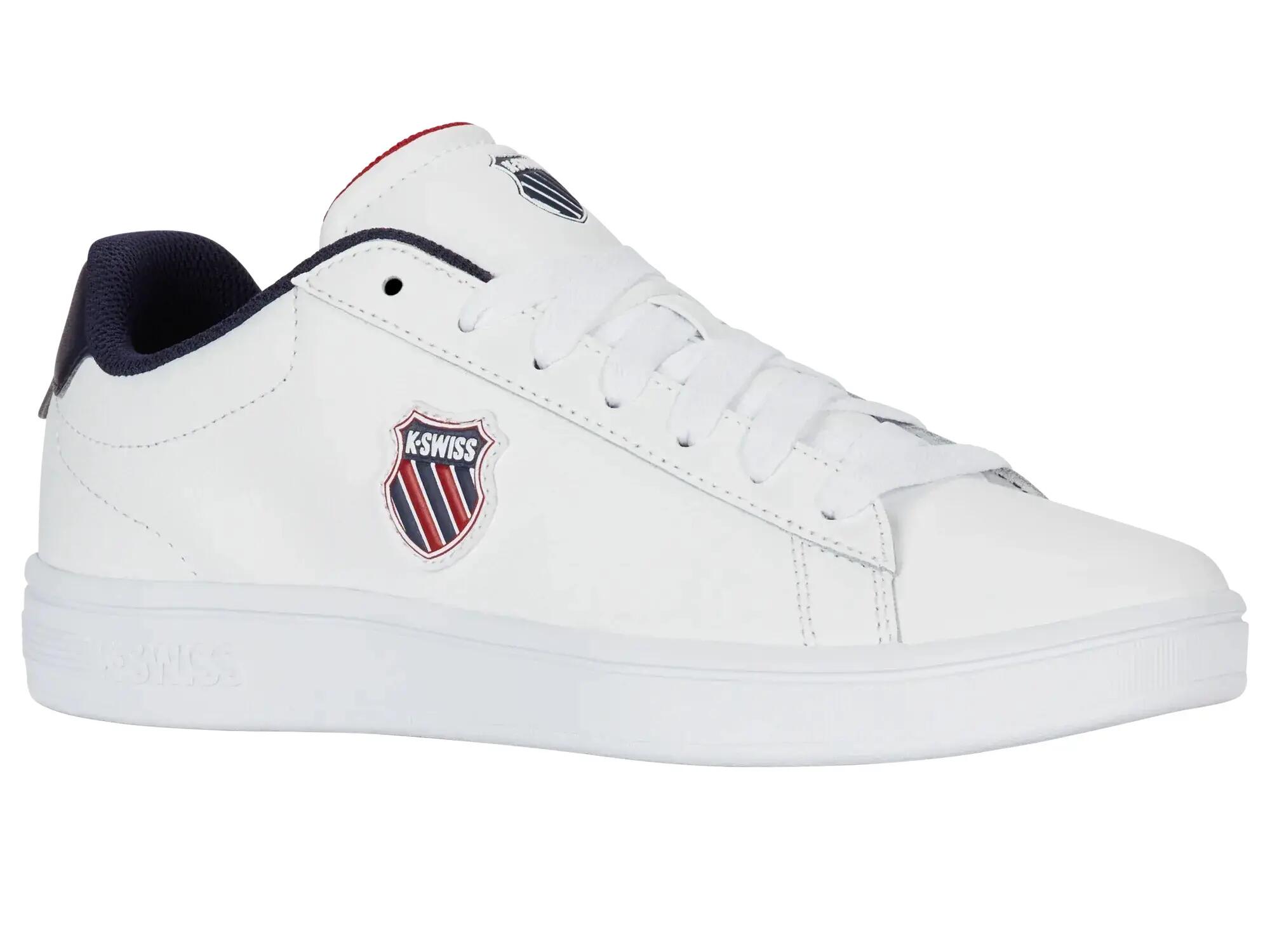 Buty - sneakersy - męskie - K-Swiss - Court Shield II - biało-granatowo-czerwone 2/7